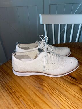 Cole Haan Original Grand Wingtip Oxford In Optic White Knit Womens 11B